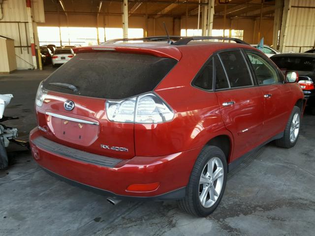 JTJGW31U082010010 - 2008 LEXUS RX 400H RED photo 4