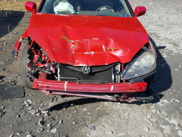 JH4DC54885S014261 - 2005 ACURA RSX RED photo 9