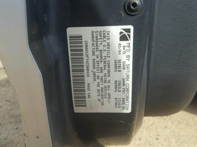 1G8AW12F74Z208415 - 2004 SATURN ION LEVEL SILVER photo 10