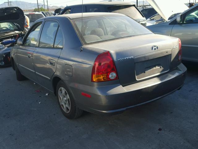 KMHCG45C44U515418 - 2004 HYUNDAI ACCENT GL CHARCOAL photo 3