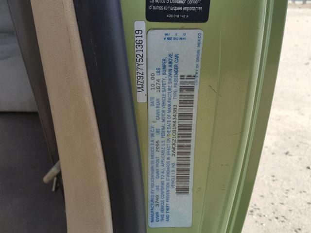 3VWCK21C81M434383 - 2001 VOLKSWAGEN NEW BEETLE 绿色 照片 10