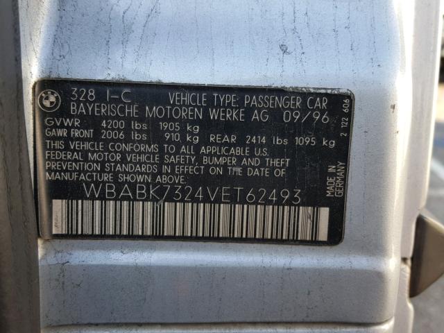 WBABK7324VET62493 - 1997 BMW 328 IC SILVER photo 10