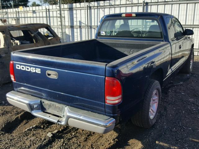 1B7GL22N01S236843 - 2001 DODGE DAKOTA BLUE photo 4