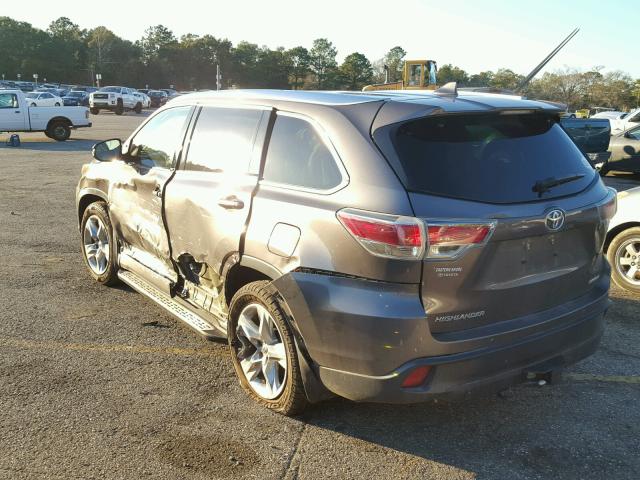 5TDYKRFH4ES004863 - 2014 TOYOTA HIGHLANDER GRAY photo 3