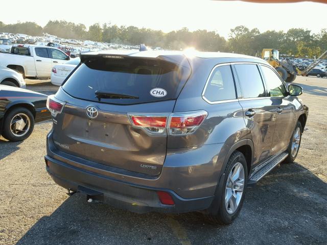 5TDYKRFH4ES004863 - 2014 TOYOTA HIGHLANDER GRAY photo 4