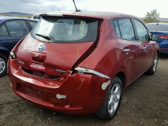 JN1AZ0CP4BT002180 - 2011 NISSAN LEAF SV RED photo 4