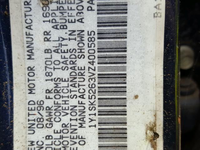 1Y1SK5263VZ400585 - 1997 GEO PRIZM BASE 蓝色 照片 10