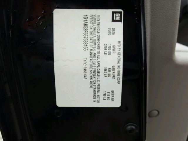 1G1AK52F557638166 - 2005 CHEVROLET COBALT BLACK photo 10