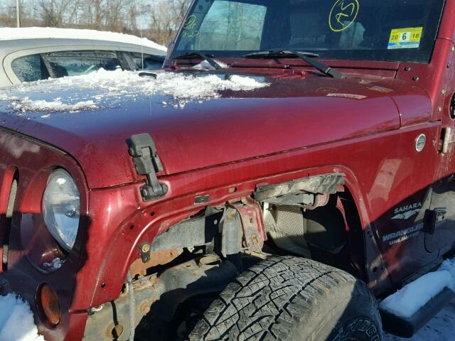 1J4GA59199L766545 - 2009 JEEP WRANGLER U BURGUNDY photo 9