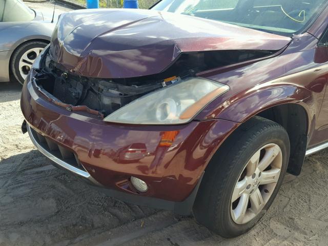 JN8AZU8TX6W418746 - 2006 NISSAN MURANO SL MAROON photo 10