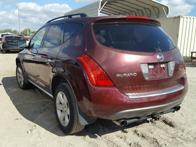 JN8AZU8TX6W418746 - 2006 NISSAN MURANO SL MAROON photo 3