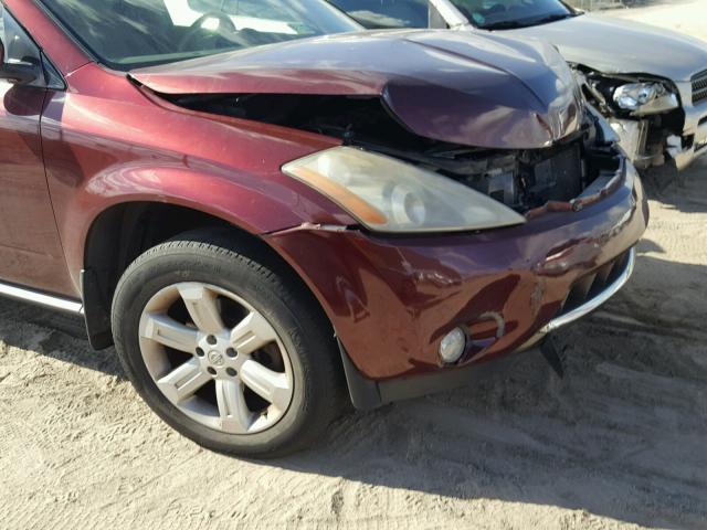 JN8AZU8TX6W418746 - 2006 NISSAN MURANO SL MAROON photo 9