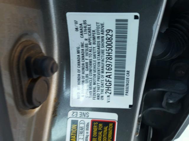 2HGFA16978H500829 - 2008 HONDA CIVIC EXL 棕色 照片 10