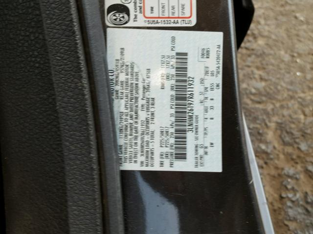 3LNHM26T97R611932 - 2007 LINCOLN MKZ CHARCOAL photo 10