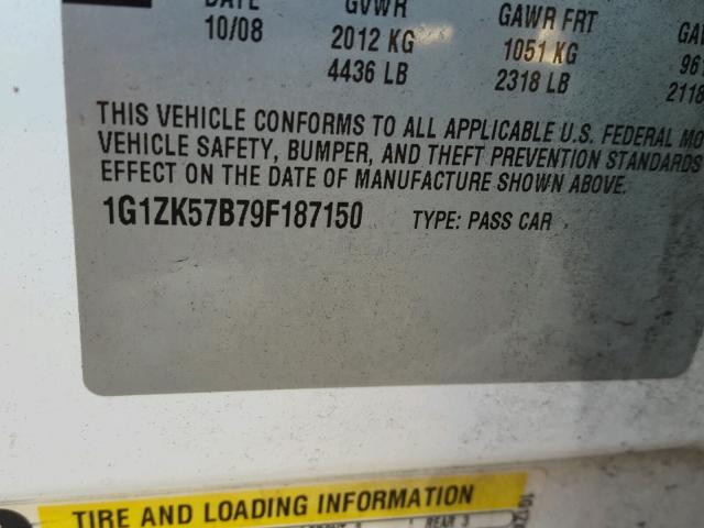 1G1ZK57B79F187150 - 2009 CHEVROLET MALIBU LTZ Ağ foto 10