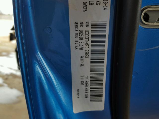 1C3CDFDH0FD173883 - 2015 DODGE DART SE AE BLUE photo 10