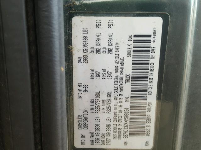 3B7HC13Z4XM509154 - 1999 DODGE RAM 1500 GREEN photo 10