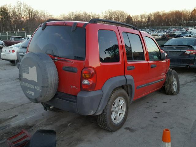 1J4GL48K34W163872 - 2004 JEEP LIBERTY SP RED photo 4