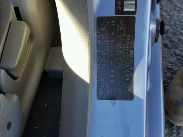 KNADC125256380466 - 2005 KIA RIO BLUE photo 10