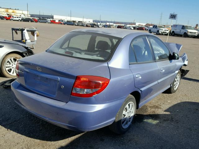 KNADC125256380466 - 2005 KIA RIO BLUE photo 4