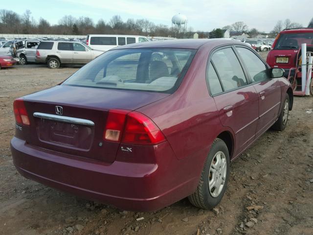 2HGES16532H600794 - 2002 HONDA CIVIC LX BURGUNDY photo 4