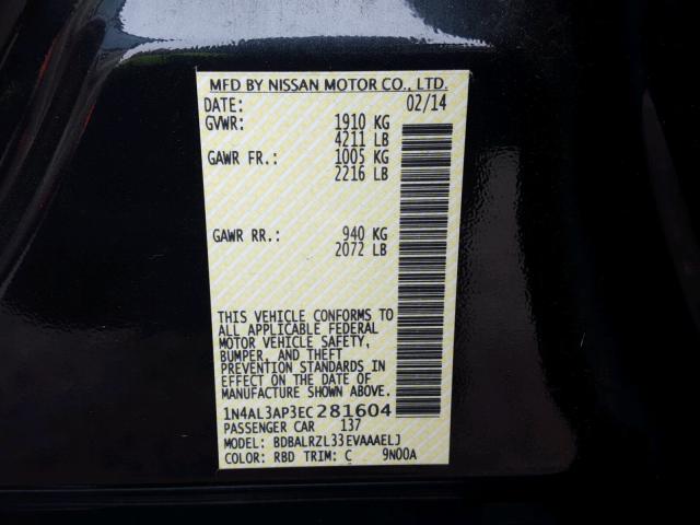 1N4AL3AP3EC281604 - 2014 NISSAN ALTIMA 2.5 BLACK photo 10