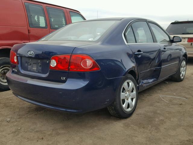 KNAGE123285210107 - 2008 KIA OPTIMA LX BLUE photo 4