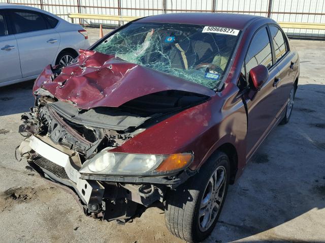 1HGFA16508L108744 - 2008 HONDA CIVIC LX RED photo 2