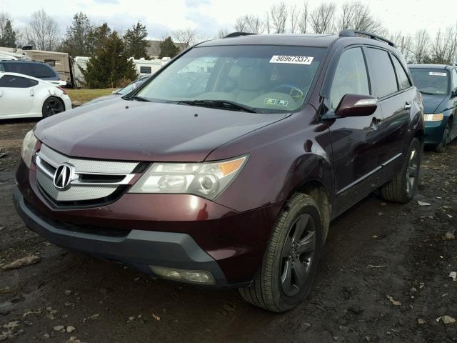 2HNYD28577H526855 - 2007 ACURA MDX SPORT BURGUNDY photo 2