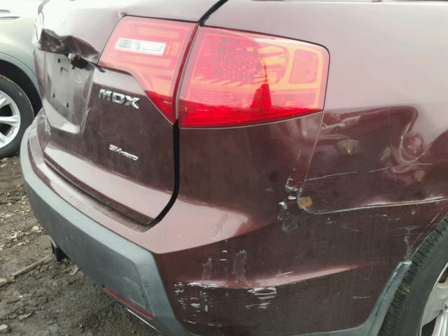 2HNYD28577H526855 - 2007 ACURA MDX SPORT BURGUNDY photo 9