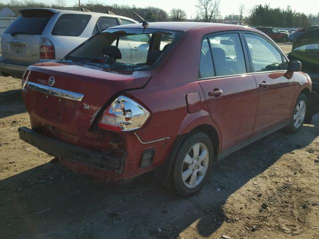 3N1BC11E19L477958 - 2009 NISSAN VERSA S RED photo 4