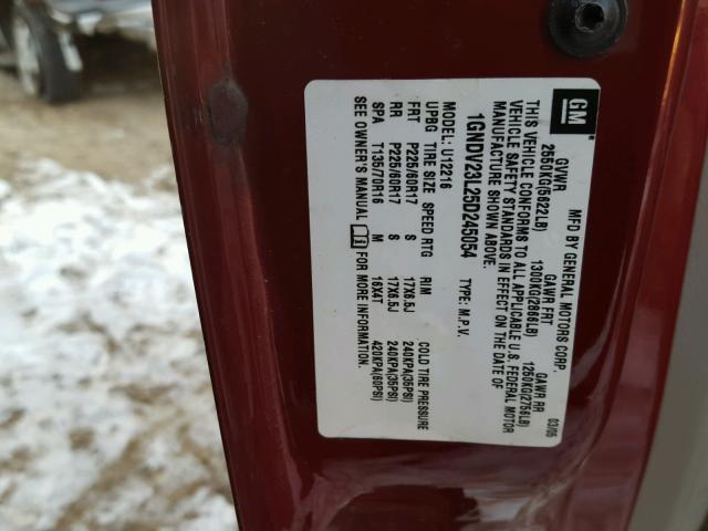 1GNDV23L25D245054 - 2005 CHEVROLET UPLANDER L 勃艮第红 照片 10