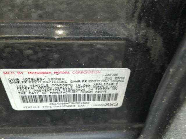 JA3AU86W79U021533 - 2009 MITSUBISHI LANCER GTS BLACK photo 10