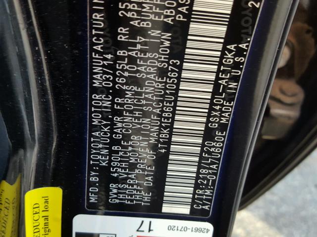 4T1BK1EB6EU105673 - 2014 TOYOTA AVALON BAS BLACK photo 10