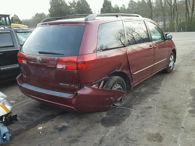 5TDZA23C84S187089 - 2004 TOYOTA SIENNA MAROON photo 4