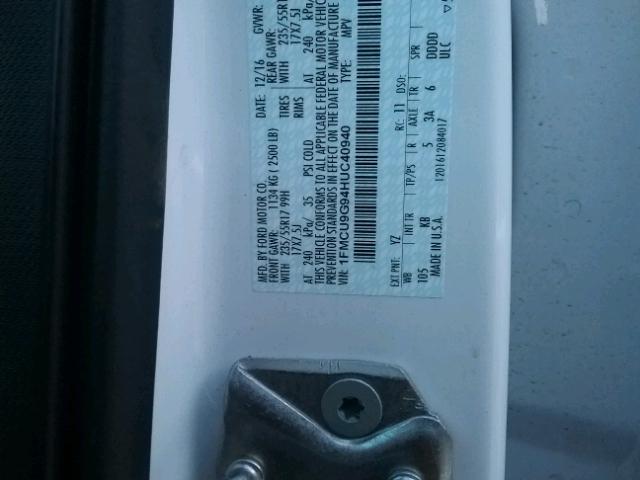 1FMCU9G94HUC40940 - 2017 FORD ESCAPE SE SILVER photo 10