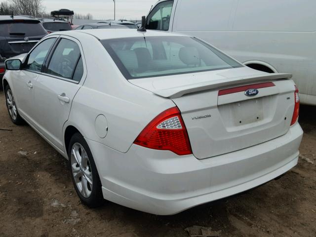 3FAHP0HA9CR107036 - 2012 FORD FUSION SE WHITE photo 3