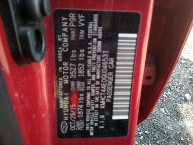 KMHCT4AE0GU046531 - 2016 HYUNDAI ACCENT SE RED photo 10