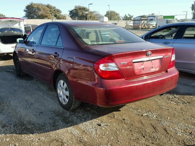 4T1BE32K24U301163 - 2004 TOYOTA CAMRY LE BURGUNDY photo 3