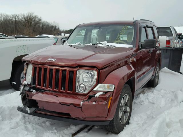 1J8GN28K98W277863 - 2008 JEEP LIBERTY SP RED photo 2