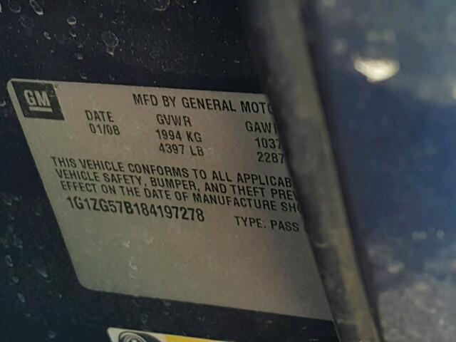 1G1ZG57B184197278 - 2008 CHEVROLET MALIBU LS 黑色 照片 10