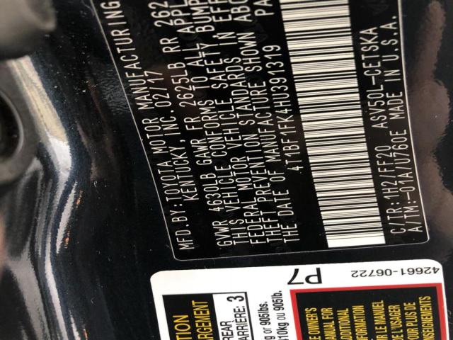 4T1BF1FK4HU391319 - 2017 TOYOTA CAMRY LE 黑色 照片 10