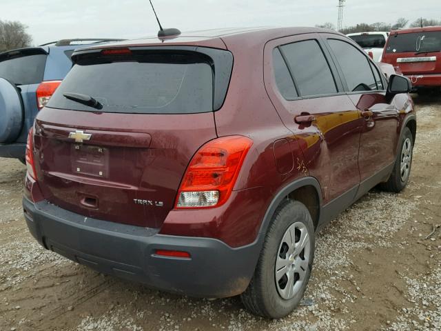 3GNCJKSB4GL173612 - 2016 CHEVROLET TRAX LS RED photo 4