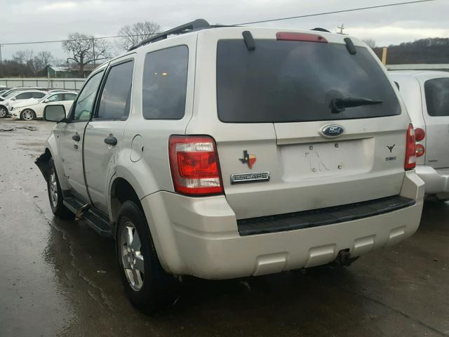 1FMCU03178KA04709 - 2008 FORD ESCAPE XLT SILVER photo 3