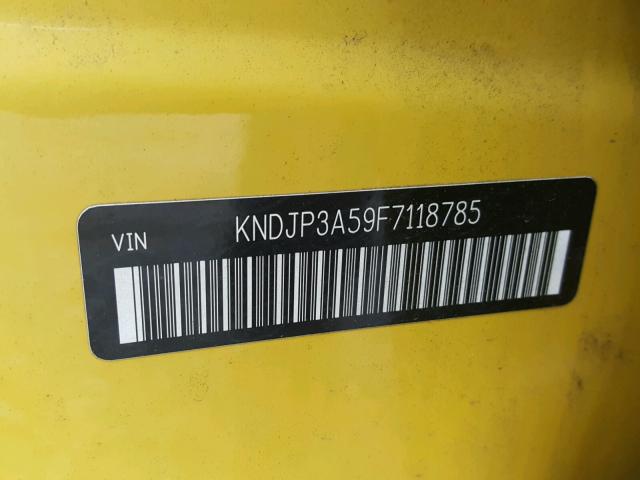 KNDJP3A59F7118785 - 2015 KIA SOUL + YELLOW photo 10