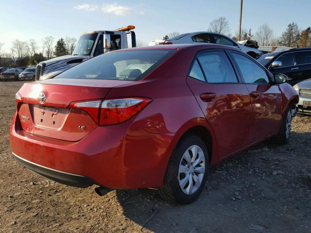 2T1BURHEXEC048202 - 2014 TOYOTA COROLLA L RED photo 4