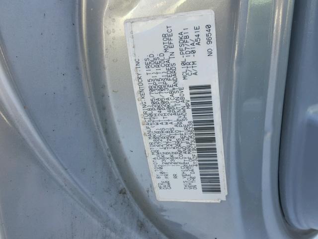 4T3ZF19C73U536338 - 2003 TOYOTA SIENNA CE GRAY photo 10