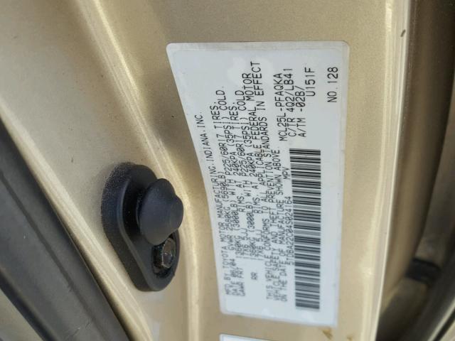 5TDBA22C04S024164 - 2004 TOYOTA SIENNA XLE GOLD photo 10