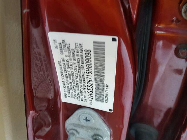 2HGES26715H609098 - 2005 HONDA CIVIC EX ORANGE photo 10