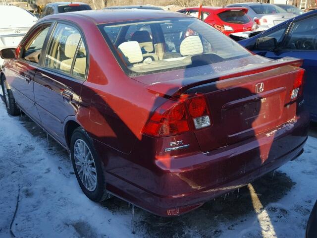 2HGES26715H609098 - 2005 HONDA CIVIC EX ORANGE photo 3